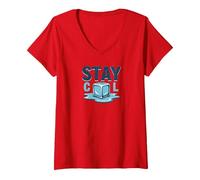 Stay Cool Melting Ice Cube Summer Refreshment V-Neck T-Shirt, Women, Red, L