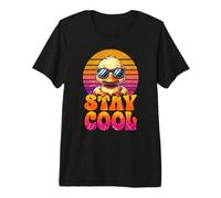Stay Cool Retro Graphic Vintage Sunset Funny Cartoon Duck Premium T-Shirt