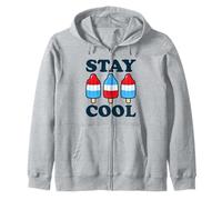 Stay Cool Rocket Pop Red White and Blue Popsicle Summer Zip Hoodie