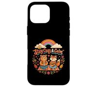 STAY COSY AND CALM CUTE HIPPIE ANIMALS Case for iPhone 16 Pro Max