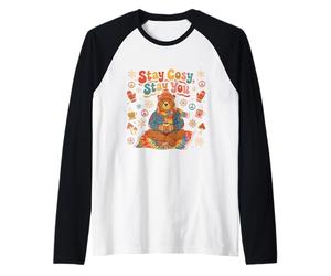 Stay Cosy Stay You Cute Hippie Bear Raglan Baseball Tee