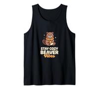 Stay Cozy Beaver Vibes Design Cute Flannelette Winter Tank Top