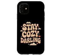 Stay Cozy Darling Retro Hygge Quote With Hearts Case for iPhone 11