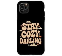 Stay Cozy Darling Retro Hygge Quote With Hearts Case for iPhone 11 Pro Max