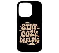 Stay Cozy Darling Retro Hygge Quote With Hearts Case for iPhone 14 Pro