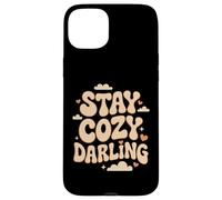 Stay Cozy Darling Retro Hygge Quote With Hearts Case for iPhone 15 Plus