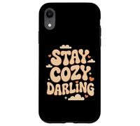 Stay Cozy Darling Retro Hygge Quote With Hearts Case for iPhone XR