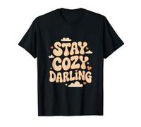 Stay Cozy Darling Retro Hygge Quote with Hearts T-Shirt