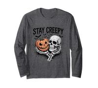 Stay Creepy Skull Pumpkin Halloween Fun Casual Wear Long Sleeve T-Shirt