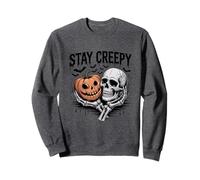Stay Creepy Skull Pumpkin Halloween Fun Casual Wear Sweatshirt