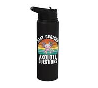 Stay Curious Axolotl Questions Fun Retro Stainless Steel Insulated Water Bottle
