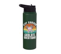 Stay Curious Axolotl Questions Fun Retro Stainless Steel Insulated Water Bottle
