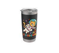 Stay Curious Cat in Space Adventure Fun Design Stainless Steel Insulated Tumbler