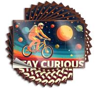 Stay Curious: Cycling Through Space Lettering Sticker Housewarming Self Adhesive | Big Wall Vinyl Sticker Pack for Comfort(12X18CM)