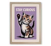 Stay Curious Modern Framed Wall Art Print A4 (29.7×21cm) Oak, Wall Decor for Living Room, Bedroom, Office & Home, Ready to Hang, Art Gift