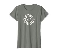 Stay Curious Vintage Typography Detective T-Shirt, Women, Olive Heather, S
