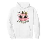 Stay Cute and Spooky Pink Pumpkin Halloween Summerween Pullover Hoodie