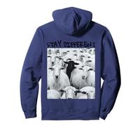Stay Different Be Unique Sheep Graphic with a Black Sheep Pullover Hoodie