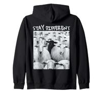 Stay Different Be Unique Sheep Graphic with a Black Sheep Zip Hoodie