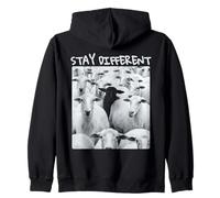 Stay Different Be Unique Sheep Graphic with a Black Sheep Zip Hoodie