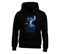 Stay Different Stay Weird Stitch Hoodie - Funny Gift for Stitch Lover Boys Girls Cartoon Birthday Present Kids Adults Unisex Hoodie Top(3XL, Black)