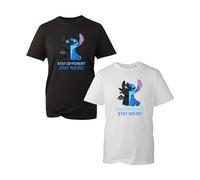 Stay Different Stay Weird Stitch T-Shirt, Boys Girls Funny Stitch Cartoon Character Lovers Humor Kids Adults Unisex Tee Top (White, 2XL)
