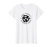 Stay Diggin' Keep Spinnin Vinyl Junkie Record Adaptor Value Graphic T-Shirt, Women, White, XS