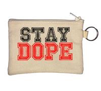 Stay Dope Black and Red Graphic Key Chain Coin Purse Beige