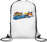 Stay Elusive with Fox and Mountains Gym Sack Casual Drawstring Bag White