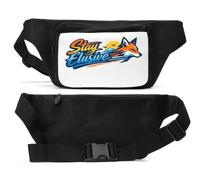 Stay Elusive with Fox and Mountains Unisex Waist Bag Black