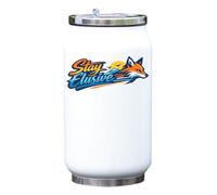 Stay Elusive with Fox and Mountains Vacuum Insulated Thermal Beverage Can Bottle White