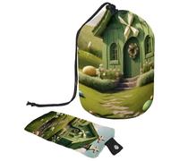 Stay Fashionable on The Go with Our Foldable Portable Cosmetic Bag - The Ultimate Travel Toiletry Storage Solution!, Green Easter Cross House