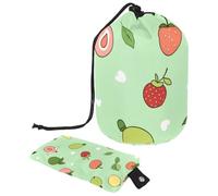 Stay Fashionable on The Go with Our Foldable Portable Cosmetic Bag - The Ultimate Travel Toiletry Storage Solution!, Green Fruit Pattern