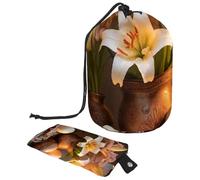 Stay Fashionable on The Go with Our Foldable Portable Cosmetic Bag - The Ultimate Travel Toiletry Storage Solution!, Yellow Easter Lilies Eggs