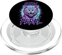Stay Feral Angry Funny Cat Meme Animal Lover PopSockets PopGrip for MagSafe