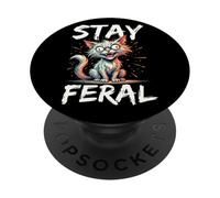 Stay Feral Funny Wild Feline Stray Cat PopSockets Adhesive PopGrip
