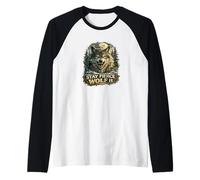 Stay Fierce Wolf It Northern Forest Aesthetic Animal Graphic Raglan Baseball Tee