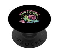 Stay Flexible Funny Snail Pun Colorful Retro Design PopSockets Adhesive PopGrip