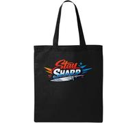Stay Focused and Always Sharp Natural Cotton Tote Bag Black