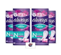 Stay Fresh All Day: Daily Fresh Singles - Normal - Wrapped Pantyliners Bundle - Scented, Comfort & Protection - 80 Wrapped Panty Liners Total (4 Packs x 20) - Alway