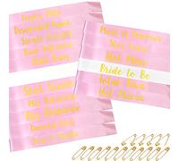STAY GENT 16Pcs Bride to Be Sashes, Team Bride Sash Set with 15pcs Pink Bridesmaid Sashes + 1pcs White Bride Sash for Hen Night Out Bridal Shower Wedding Hen Party Accessories