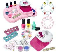 STAY GENT 16Pcs Kids Nail Art Set for 3 4 5 6 7 8 Years Old Girls with Dryer/3 Colors Quick Dry Nail Polish/Storage Base, Nail Varnish Salon Makeup Toys Gifts for Birthday Christmas Party