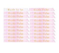 STAY GENT 20Pcs Bride to Be Sashes Set with 1pcs White Bride to Be Sash + 19pcs Pink Bride Tribe Sashes Hen do Sash for Bridesmaid Bridal Shower Wedding Favors Bachelorette Party Supplies Decor