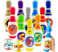 STAY GENT Animal Skittles Game Kids Bowling Set with 10Pins & 2 Soft Balls, Maths Mini Bowling Skittles Indoor Outdoor, Preschool Bowling Toys Gifts for 2 3 4 5 6 Years Old Baby Toddler Girls Boy Xmas
