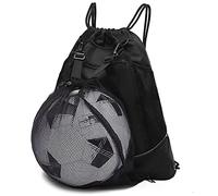 STAY GENT Drawstring Soccer Bag for Boys, Football Backpack Foldable Basketball Gym Bag Sackpack Sports Sack with Detachable Ball Mesh Bag for Volleyball Baseball Yoga, Black