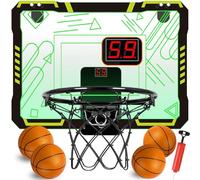 STAY GENT Indoor Basketball Hoop for Kids with Multicolour LED Lights 4 Balls Scoring Device, Mini Basketball Hoop for Room Home Over Door, Sports Games Gifts for 3 5 6 7 8 9 10 Kids & Adults Outdoor