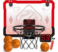 STAY GENT Indoor LED Basketball Hoop for Kids with 4 Balls & Multicolour Lights Automatic Scorer, Over Door Mini Basketball Hoop for Bedroom Home, Sports Game Gifts for 3 7 8 9 Boys Girls Teens Adults