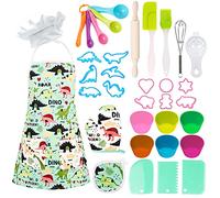 STAY GENT Kids Baking Chef Set 35 Pcs with Dinosaur Apron, Baking Kit Cooking Chef Dress Up Role Play Toys for Boys Girls Children Aged 3 4 5 6 7 8
