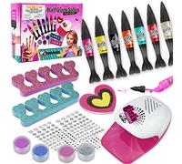 STAY GENT Kids Nail Varnish Set With Dryer, 18Pcs Real Kit for Girls Makeup, Washable Polish Sets, Gifts for 3-12 Year Old Girls Xmas