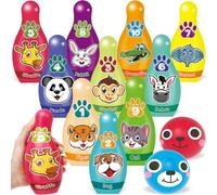 STAY GENT Skittles Game Kids Bowling Set with 10Pins + 2 Soft Balls, Animal Mini Bowling Skittles Indoor Outdoor Games Educational Bowling Toys Gifts for Toddlers Boys Girls 2 3 4 5 6 7 Years Old Xmas